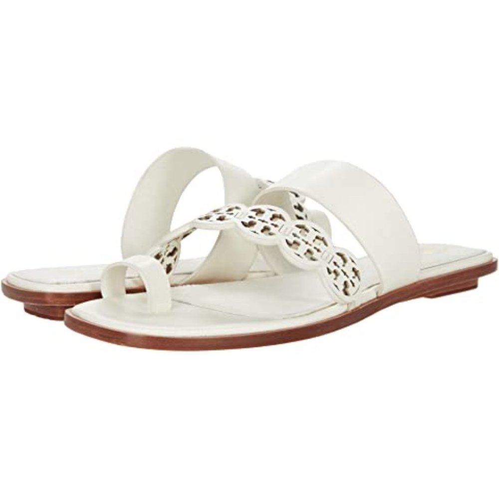 NIB Tory Burch Tiny Miller Toe Ring Leather Sandal Ivory US 7 7.5 8.5 9 10.5